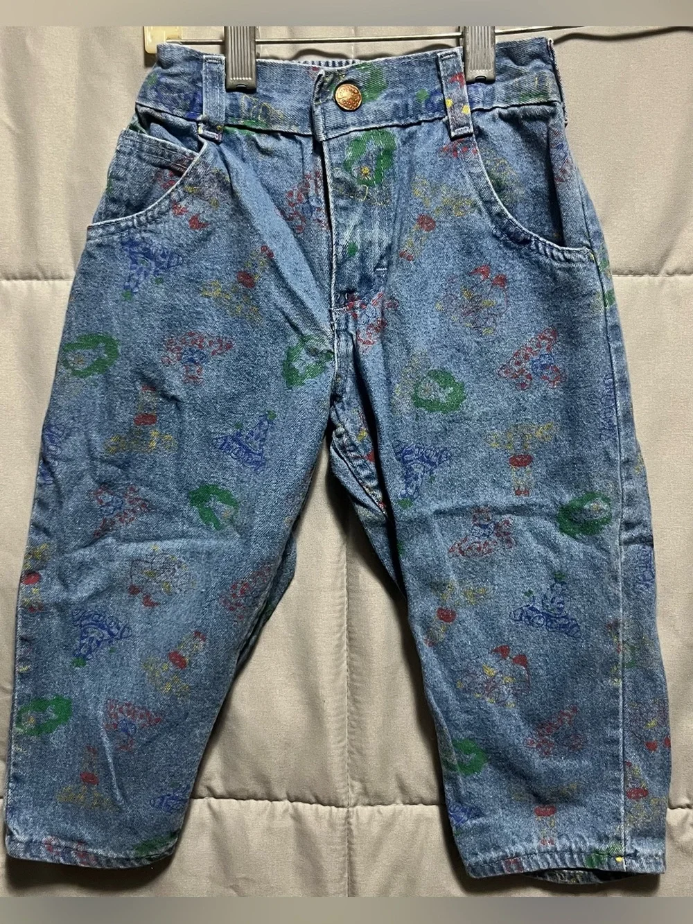 Vintage OshKosh B’Gosh Printed Denim Jeans 3T 90s Toddler USA Made